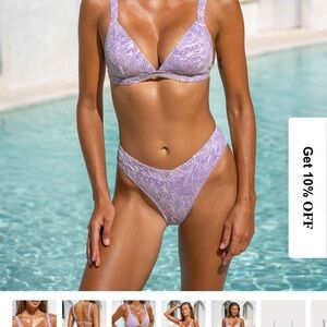 BERLOOK Purple Leaf Print Bikini Set